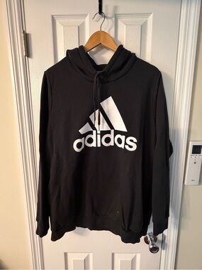 adidas Black Hoodie with White Logo Graphic
